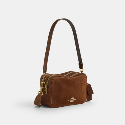 Coach Mini Carey Crossbody Bag Gold/Warm Brown