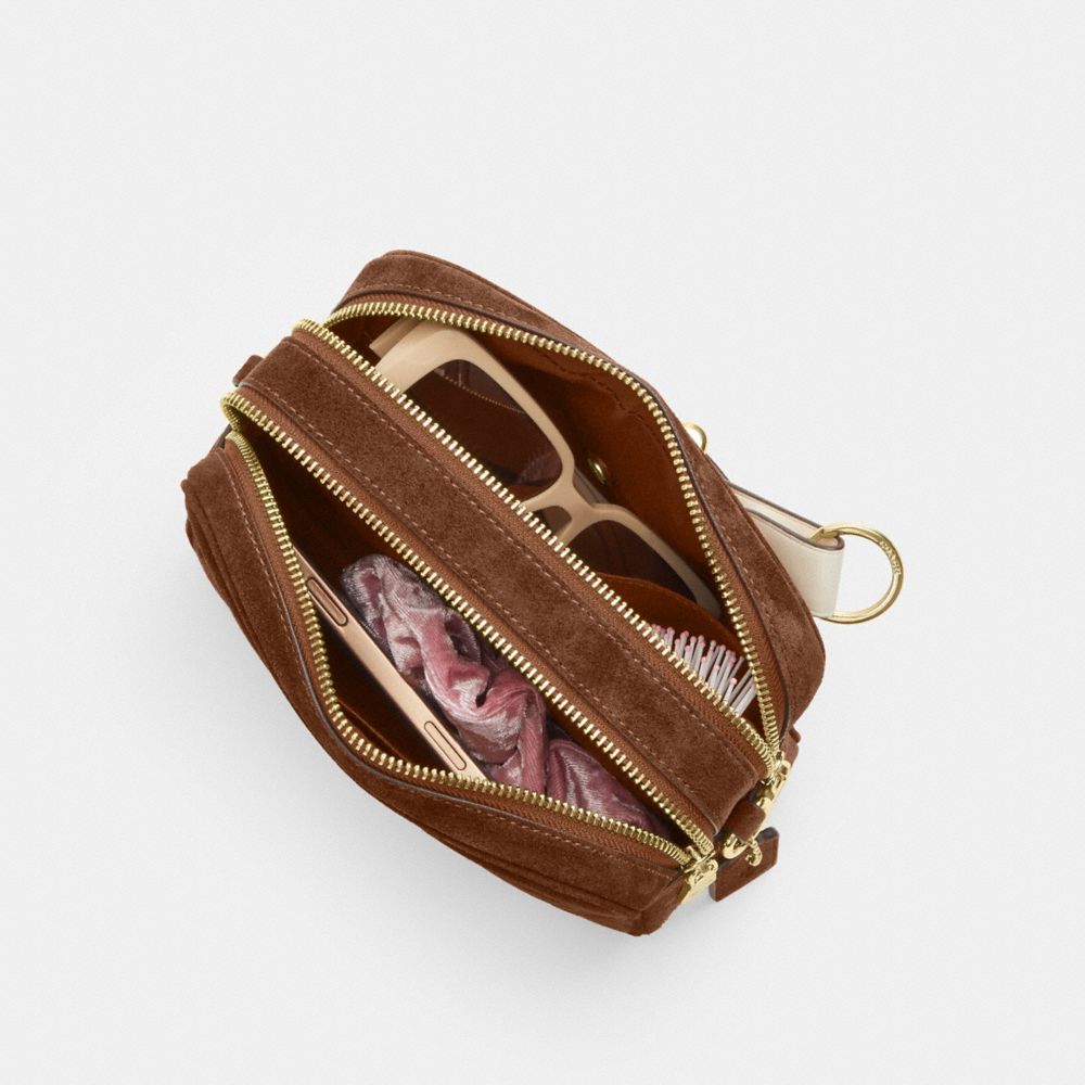 Coach Mini Carey Crossbody Bag Gold/Warm Brown