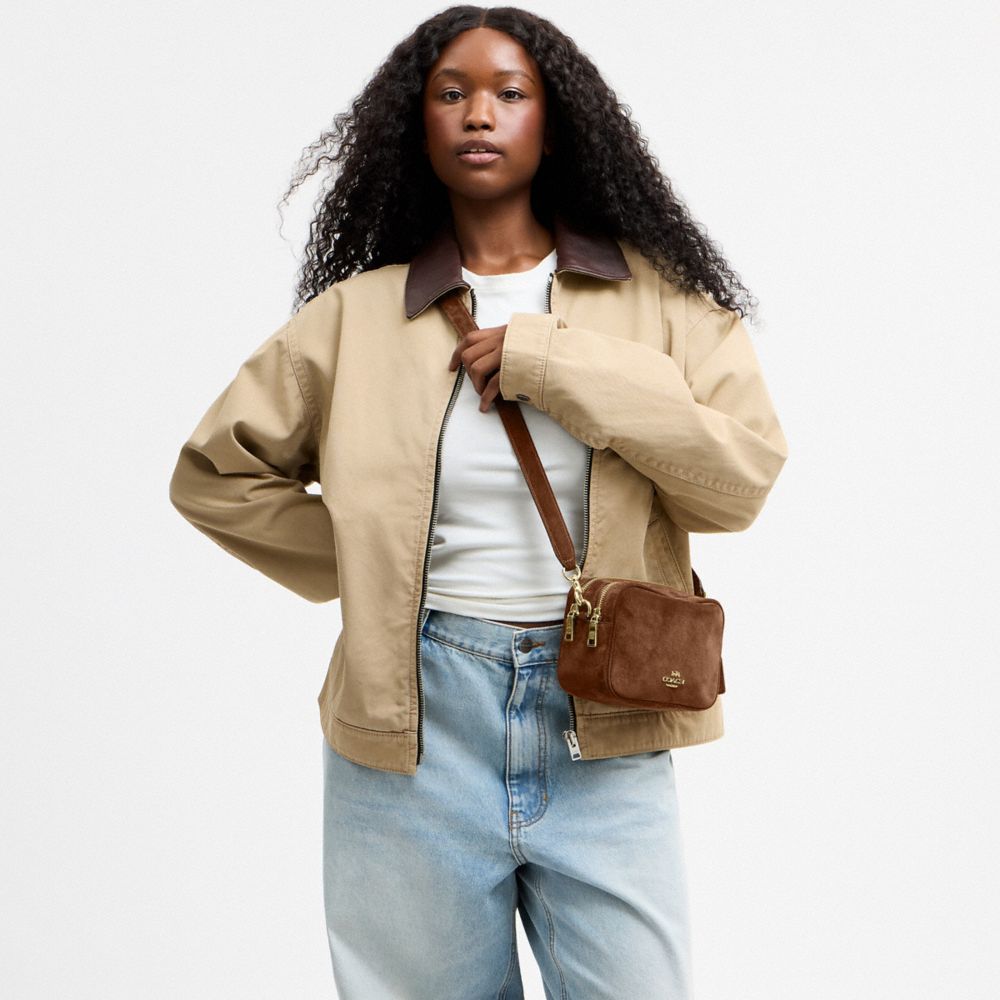 Coach Mini Carey Crossbody Bag Gold/Warm Brown