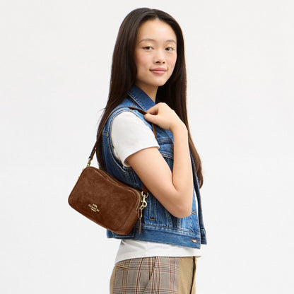 Coach Mini Carey Crossbody Bag Gold/Warm Brown