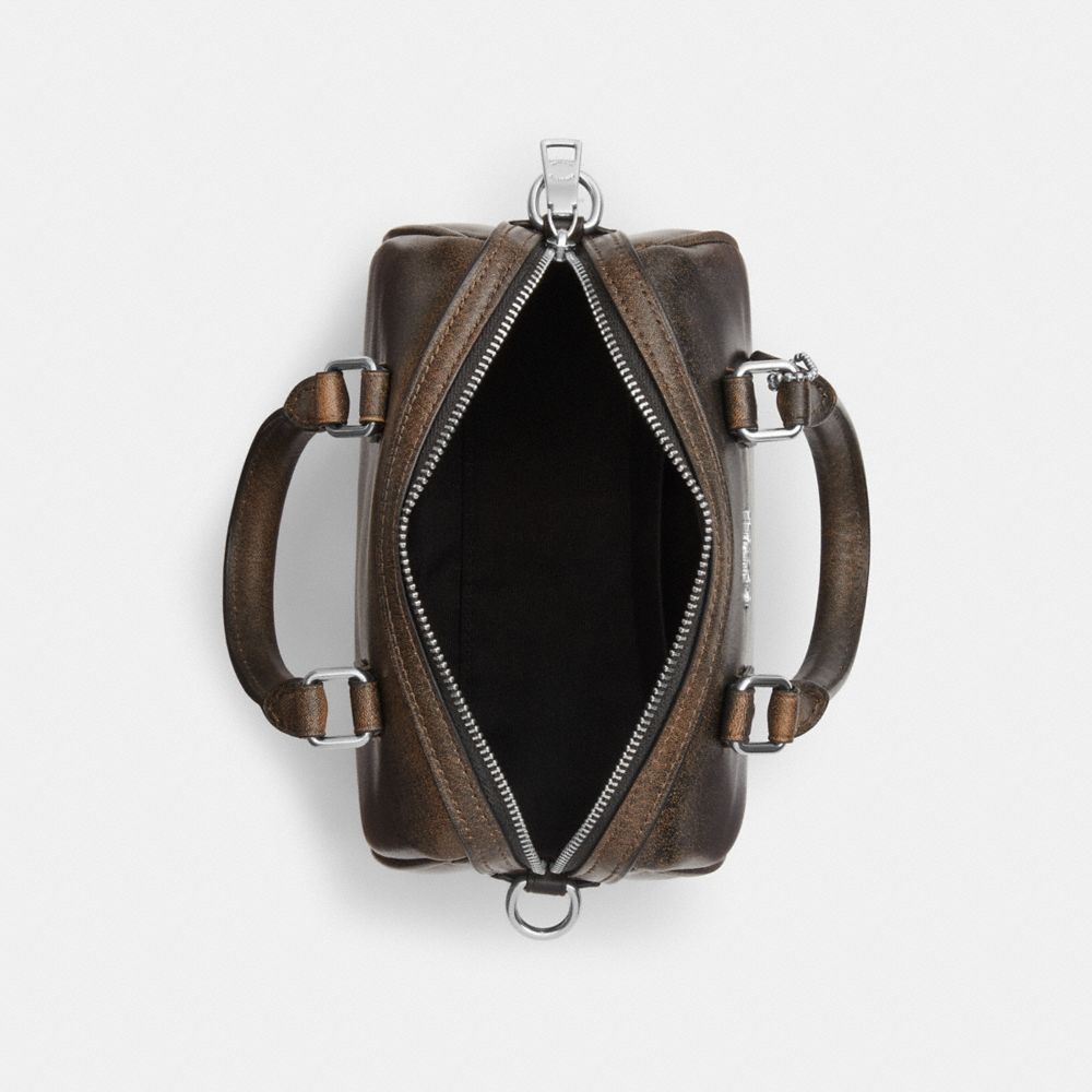 Coach Mini Rowan Crossbody Bag In Loved Leather Silver/Black Brown