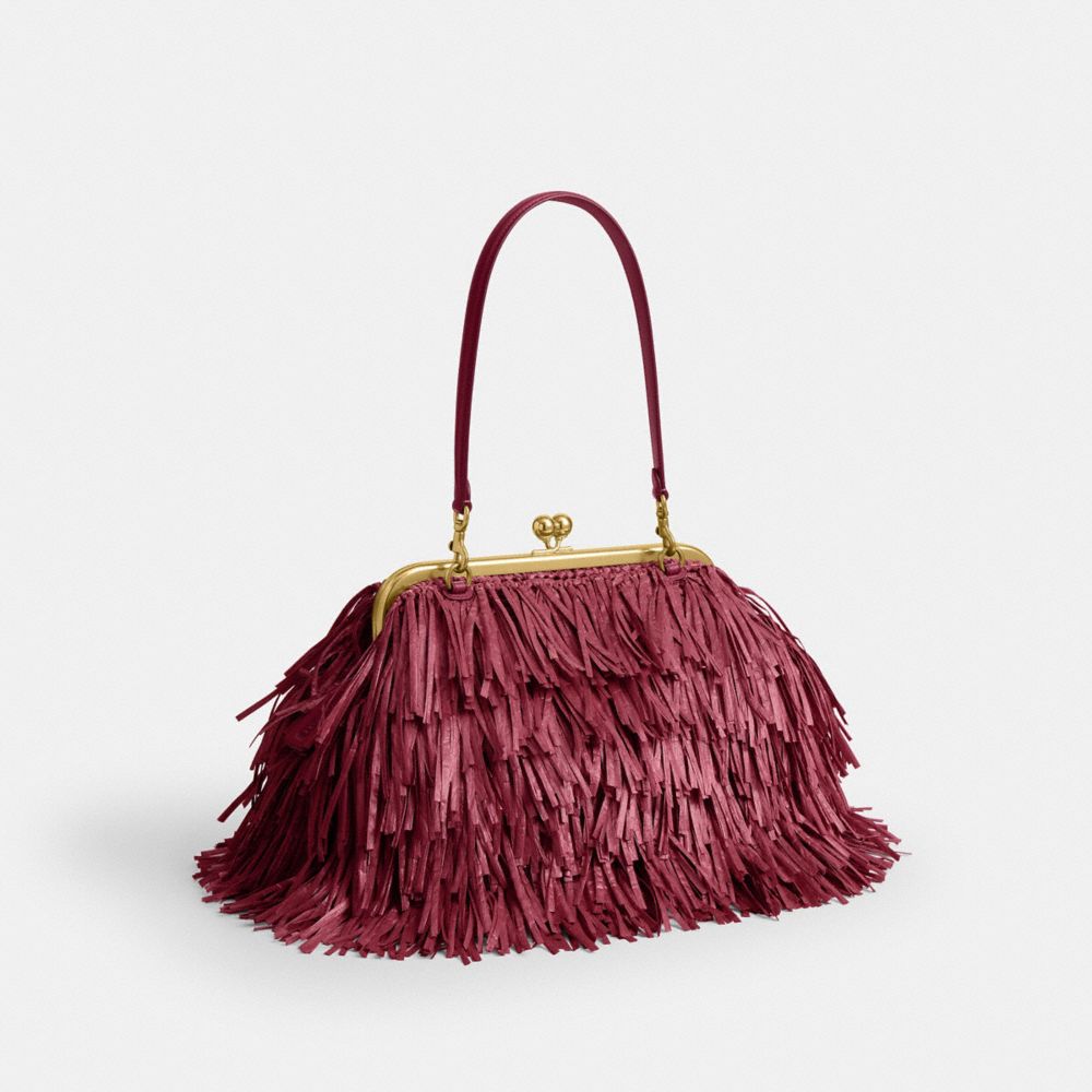 Coach Kisslock Frame Bag 27 Brass Dark Fuchsia