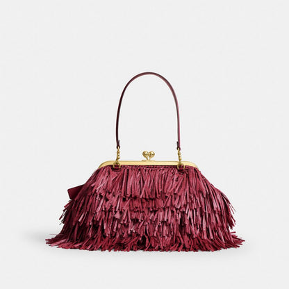 Coach Kisslock Frame Bag 27 Brass Dark Fuchsia