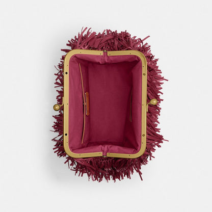 Coach Kisslock Frame Bag 27 Brass Dark Fuchsia