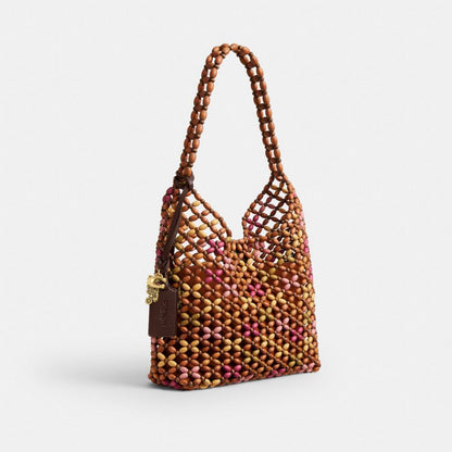 Coach Brooklyn Shoulder Bag 28 With Wooden Beading Brass/Maple Multi