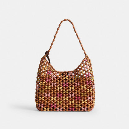 Coach Brooklyn Shoulder Bag 28 With Wooden Beading Brass/Maple Multi
