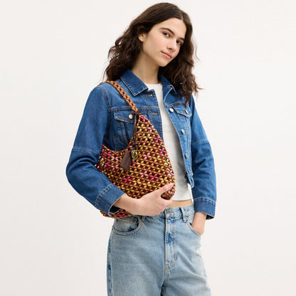 Coach Brooklyn Shoulder Bag 28 With Wooden Beading Brass/Maple Multi