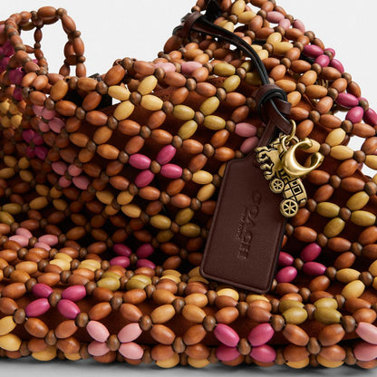 Coach Brooklyn Shoulder Bag 28 With Wooden Beading Brass/Maple Multi