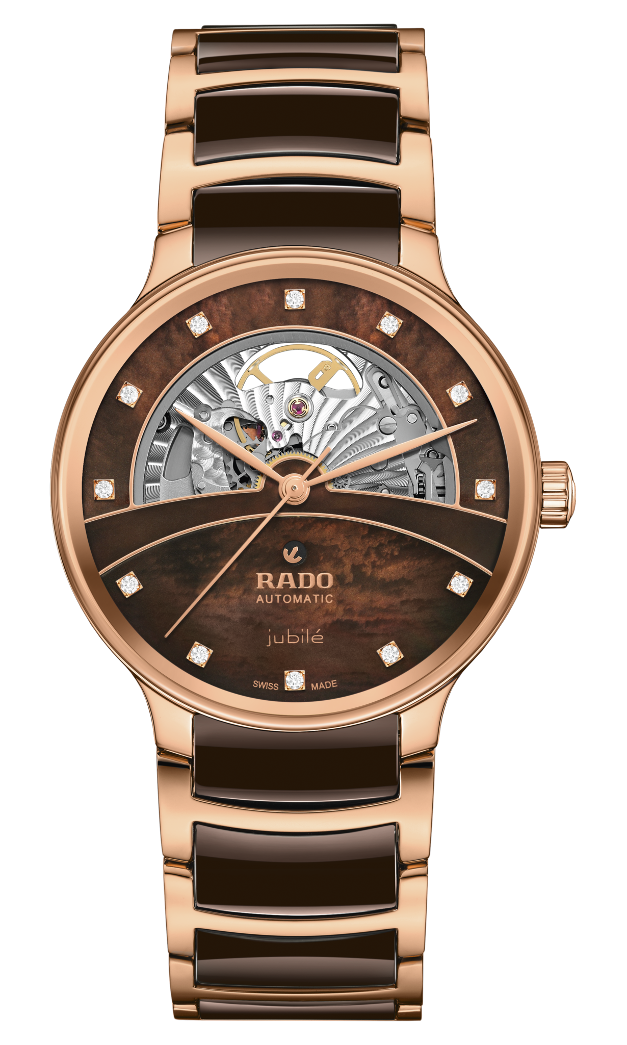Seiko Rado Centrix Automatic Diamonds Open Heart Brown r30028902