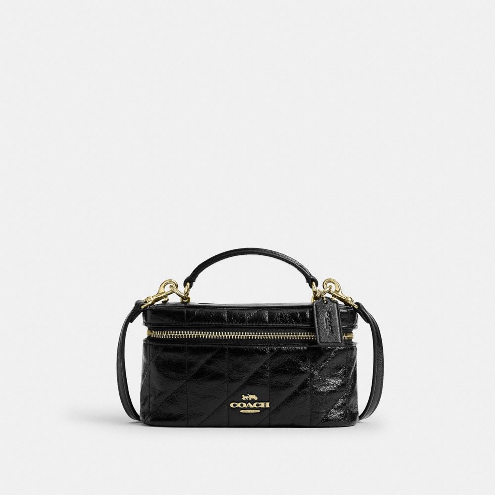 Coach Rainer Crossbody Bag 18 With Quilting Gold Black