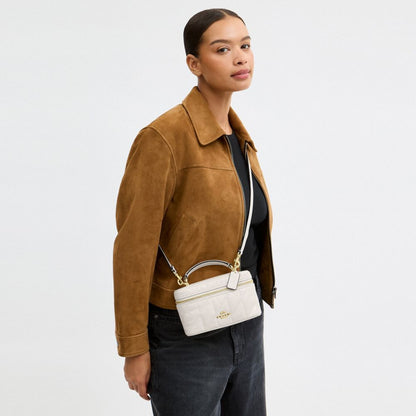 Coach Rainer Crossbody Bag 18 With Quilting Gold Chalk
