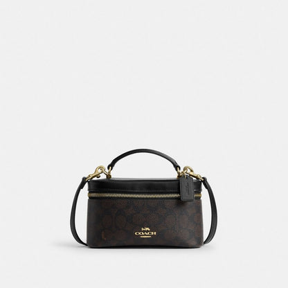 Coach Rainer Crossbody Bag 18 In Signature Canvas Gold Walnut Black