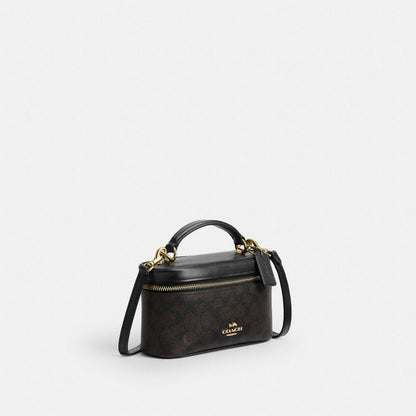 Coach Rainer Crossbody Bag 18 In Signature Canvas Gold Walnut Black