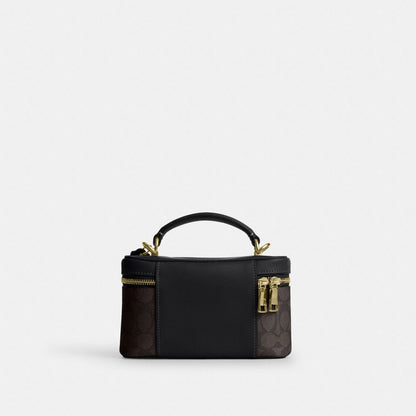 Coach Rainer Crossbody Bag 18 In Signature Canvas Gold Walnut Black