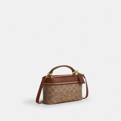 Coach Rainer Crossbody Bag 18 In Signature Canvas Gold Tan Brown