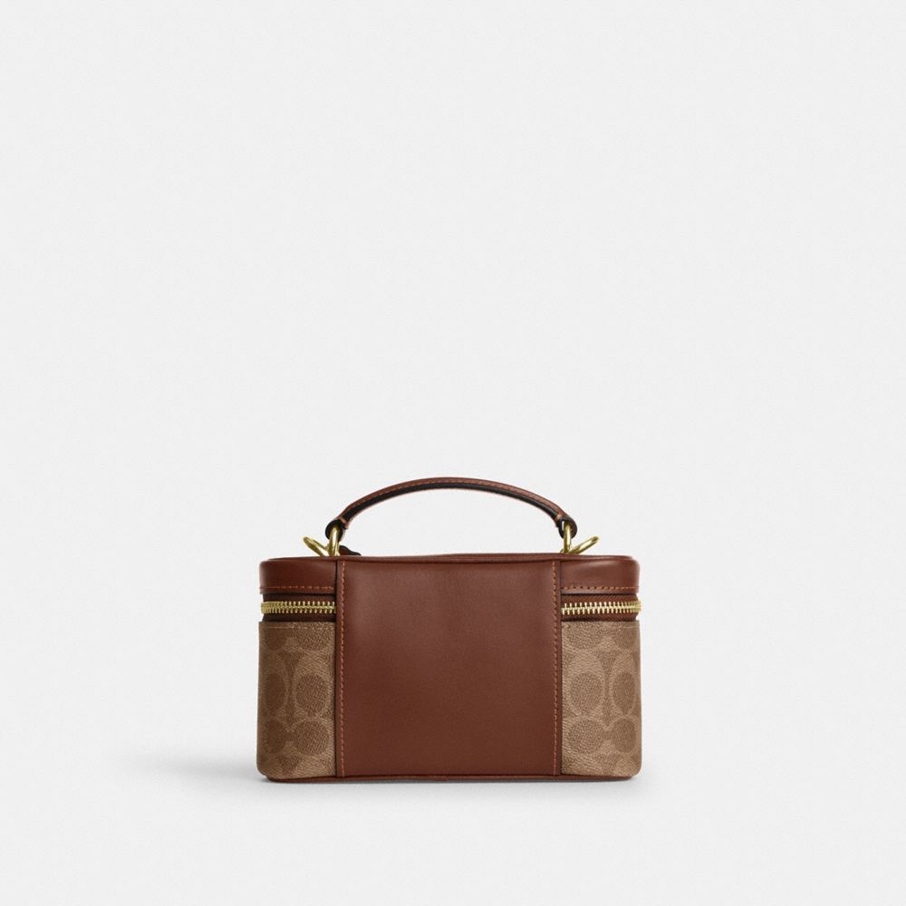 Coach Rainer Crossbody Bag 18 In Signature Canvas Gold Tan Brown