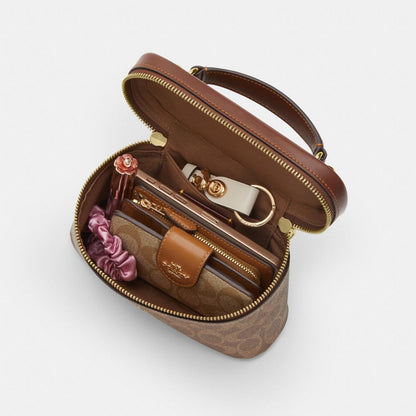 Coach Rainer Crossbody Bag 18 In Signature Canvas Gold Tan Brown