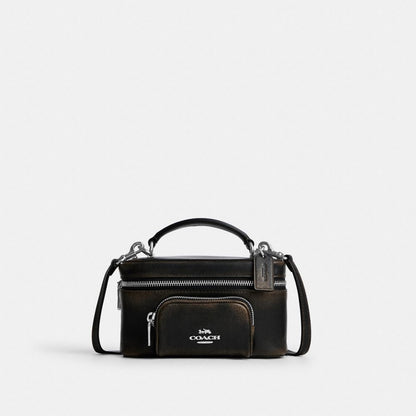 Coach Rainer Crossbody Bag 18 With Pocket In Loved Leather Silver/Black Brown
