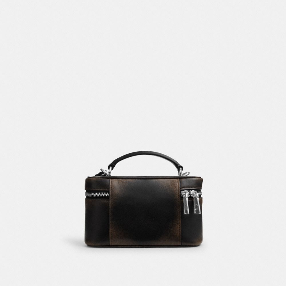 Coach Rainer Crossbody Bag 18 With Pocket In Loved Leather Silver/Black Brown