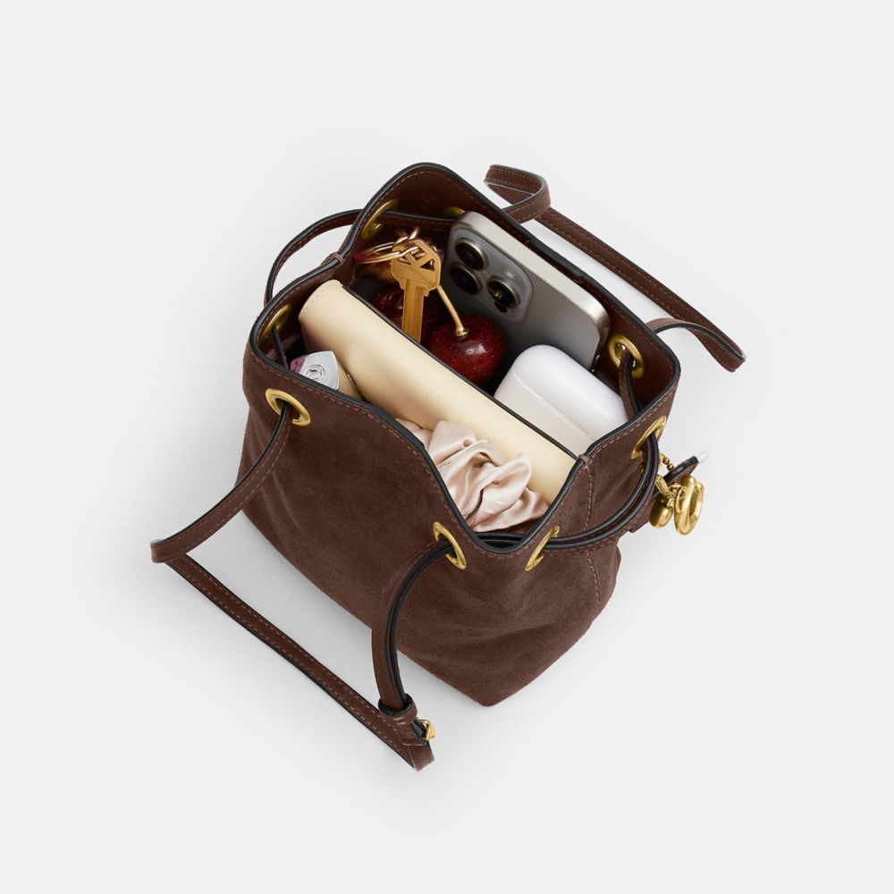 Coach Jade Drawstring Bag Brass/Dark Chocolate