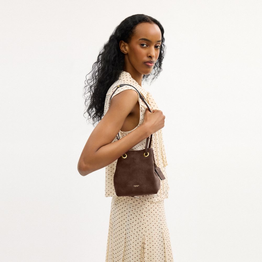 Coach Jade Drawstring Bag Brass/Dark Chocolate