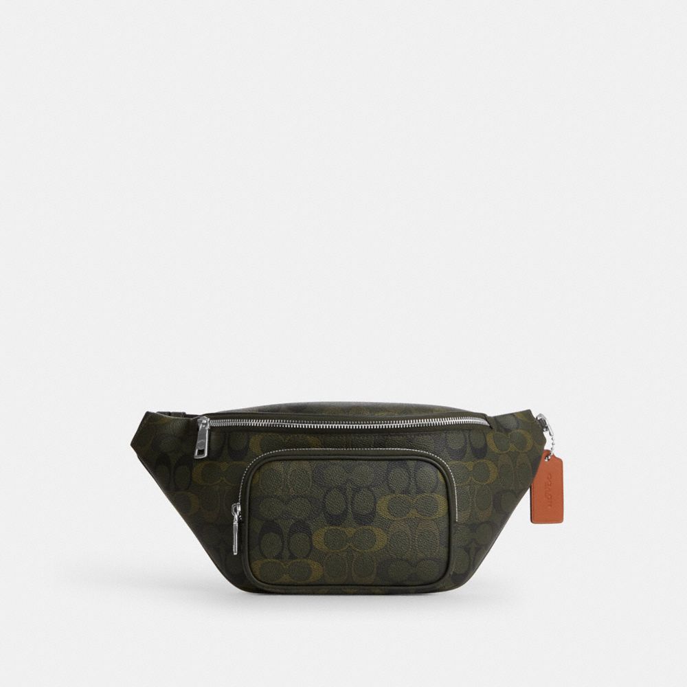 Coach Travis Belt Bag 35 In Signature Camo Print Silver/Green
