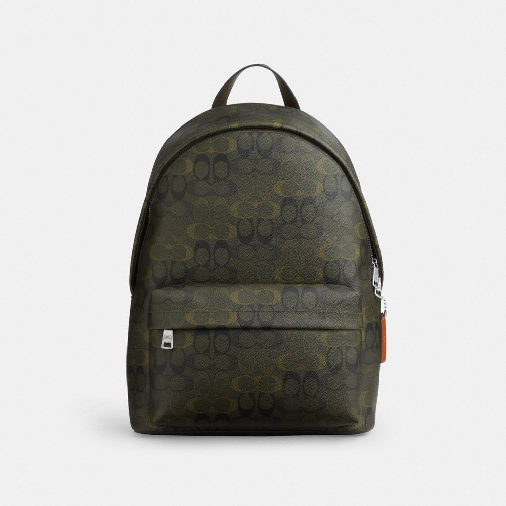 Coach Taylor Backpack In Signature Camo Print Silver/Green