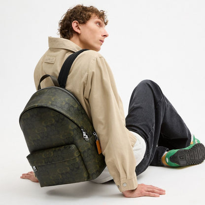 Coach Taylor Backpack In Signature Camo Print Silver/Green