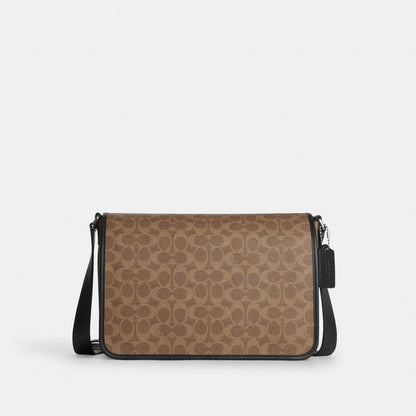 Coach Colby Messenger Bag 32 In Signature Canvas Silver Tan Black