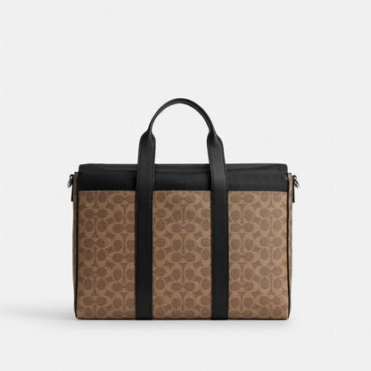 Coach Sullivan Portfolio Brief In Signature Canvas Silver/Tan Black