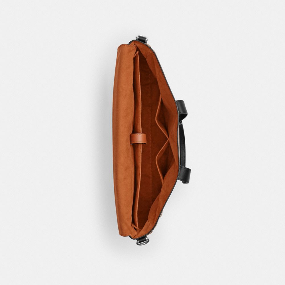 Coach Sullivan Portfolio Brief In Signature Canvas Silver/Tan Black