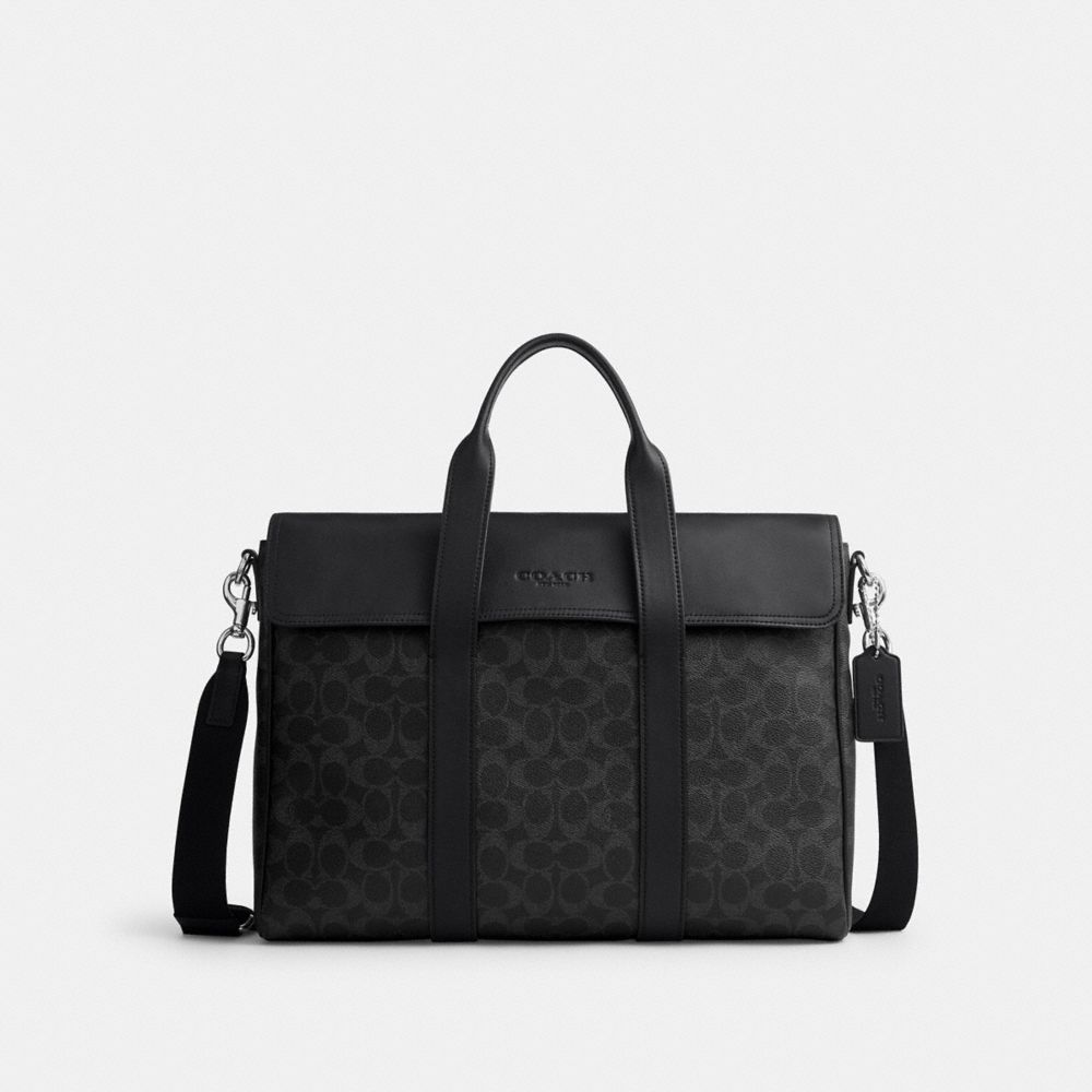 Coach Sullivan Portfolio Brief In Signature Canvas Silver/Black Signature