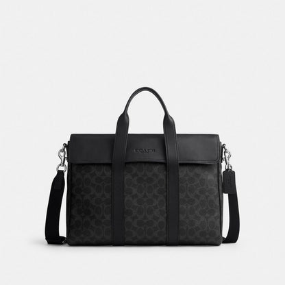 Coach Sullivan Portfolio Brief In Signature Canvas Silver/Black Signature