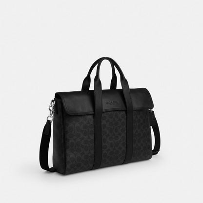 Coach Sullivan Portfolio Brief In Signature Canvas Silver/Black Signature