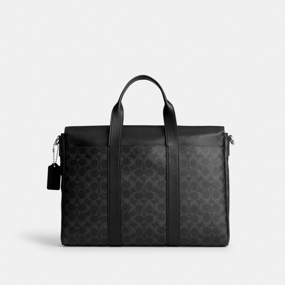 Coach Sullivan Portfolio Brief In Signature Canvas Silver/Black Signature