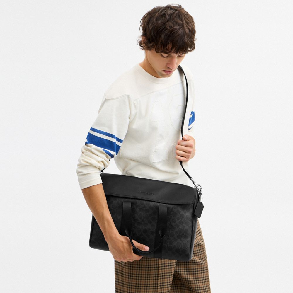 Coach Sullivan Portfolio Brief In Signature Canvas Silver/Black Signature