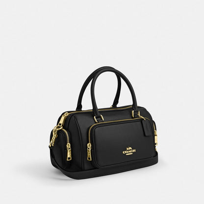 Coach Rowan Satchel Bag With Pockets Gold/Black