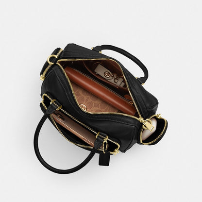 Coach Rowan Satchel Bag With Pockets Gold/Black