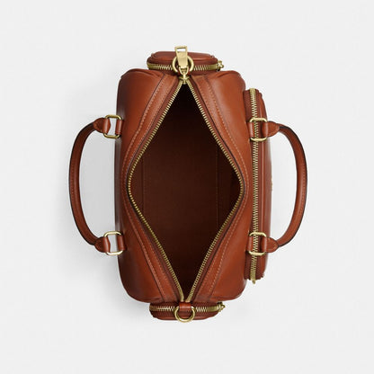 Coach Rowan Satchel Bag With Pockets Gold/Cinnamon