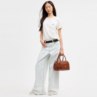 Coach Rowan Satchel Bag With Pockets Gold/Cinnamon