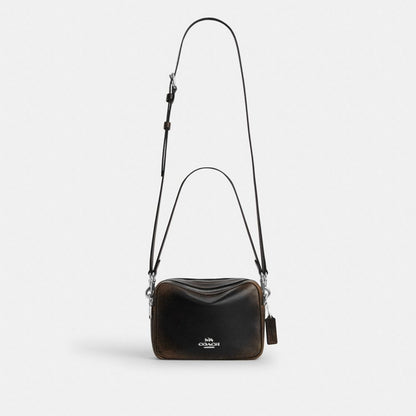 Coach Carey Crossbody Bag In Loved Leather Silver/Black Brown
