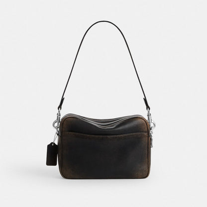 Coach Carey Crossbody Bag In Loved Leather Silver/Black Brown