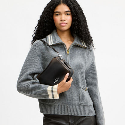 Coach Carey Crossbody Bag In Loved Leather Silver/Black Brown