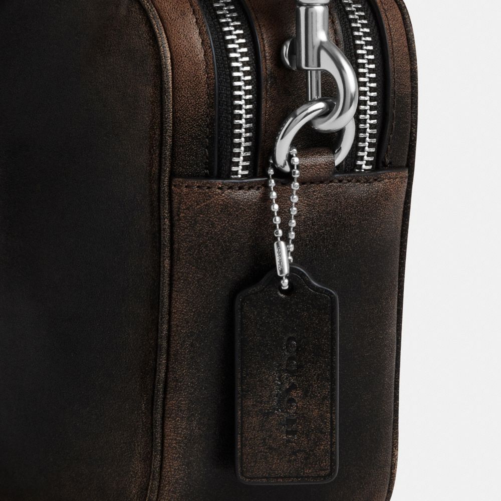 Coach Carey Crossbody Bag In Loved Leather Silver/Black Brown