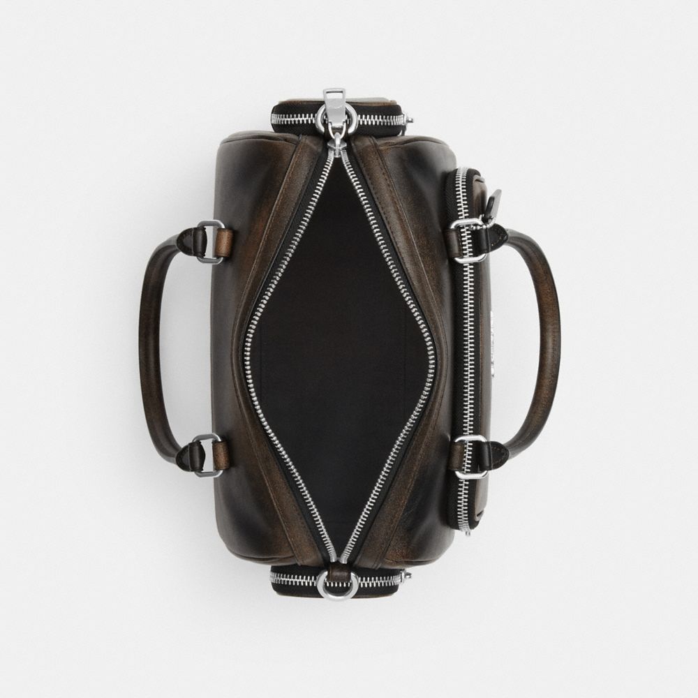 Coach Rowan Satchel Bag With Pockets In Loved Leather Silver/Black Brown