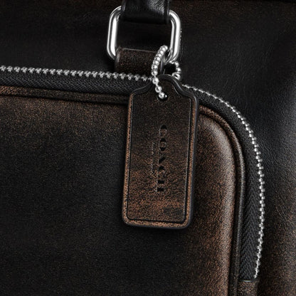 Coach Rowan Satchel Bag With Pockets In Loved Leather Silver/Black Brown