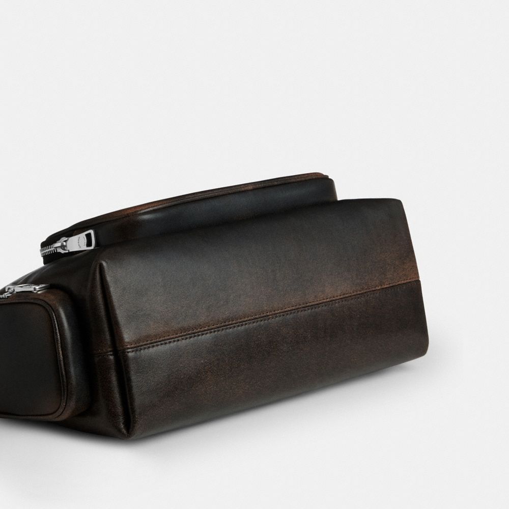 Coach Laurel Shoulder Bag With Pockets In Loved Leather Silver/Black Brown