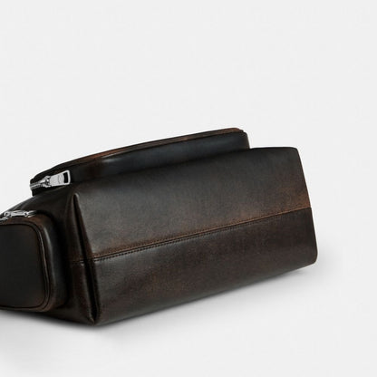 Coach Laurel Shoulder Bag With Pockets In Loved Leather Silver/Black Brown