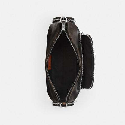 Coach Laurel Shoulder Bag With Pockets In Loved Leather Silver/Black Brown