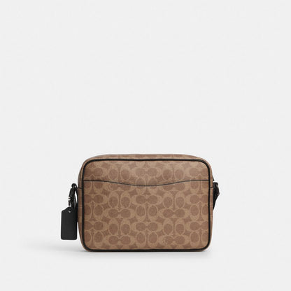 Coach Colton Crossbody Bag 25 In Signature Canvas Matte Black Tan Black